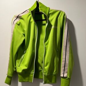 Palm Angels Lime Green Track Jacket with Ivory & Black Stripe